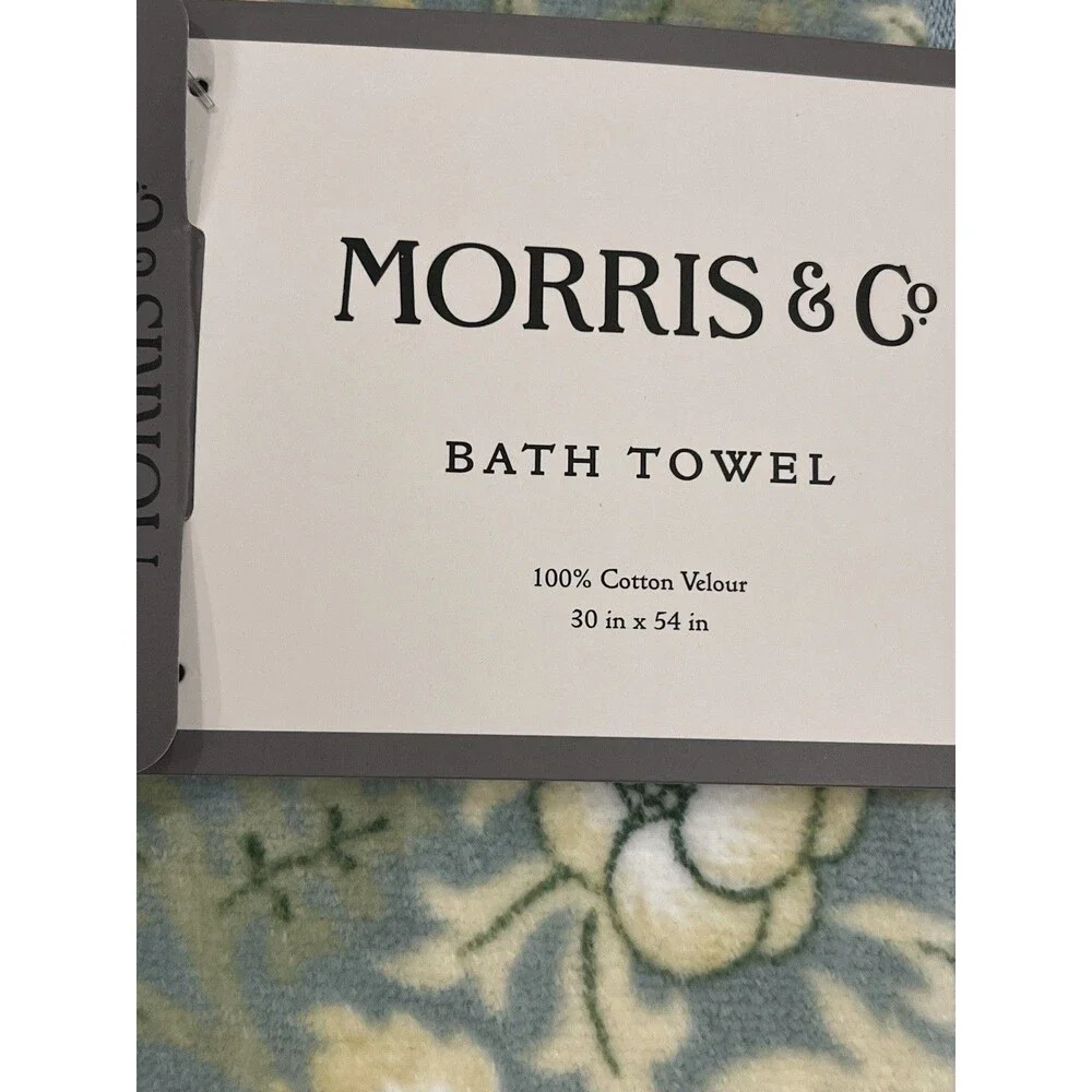Morris & Co. Strawberry Thief Bath Towel 4 PC Set Birds & Floral New